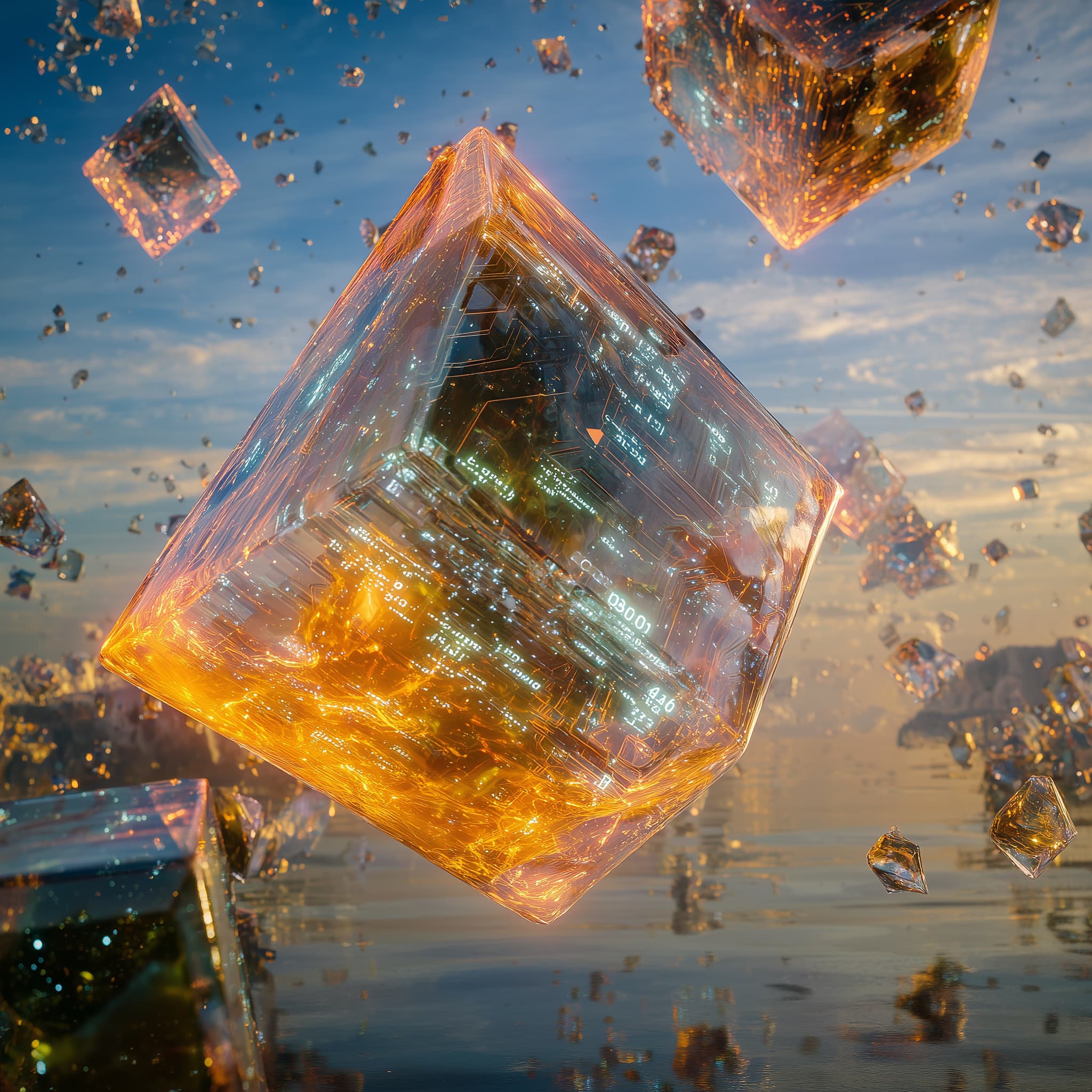 Developer experience visualization - floating code crystals